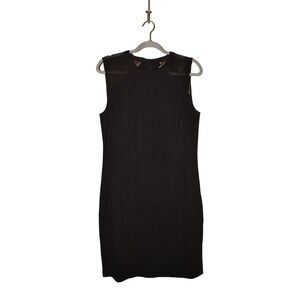 BANANA REPUBLIC $98 Ponte Stretch Mesh Shoulders A-line Dress Black Size 14